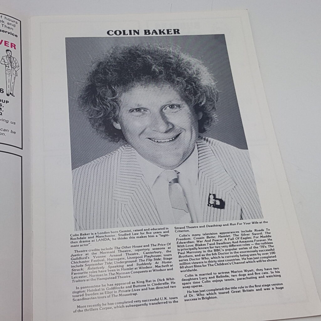 PETER PAN Colin Baker [Doctor Who] Theatre Programme (1989) The Dome Brighton | Image 3