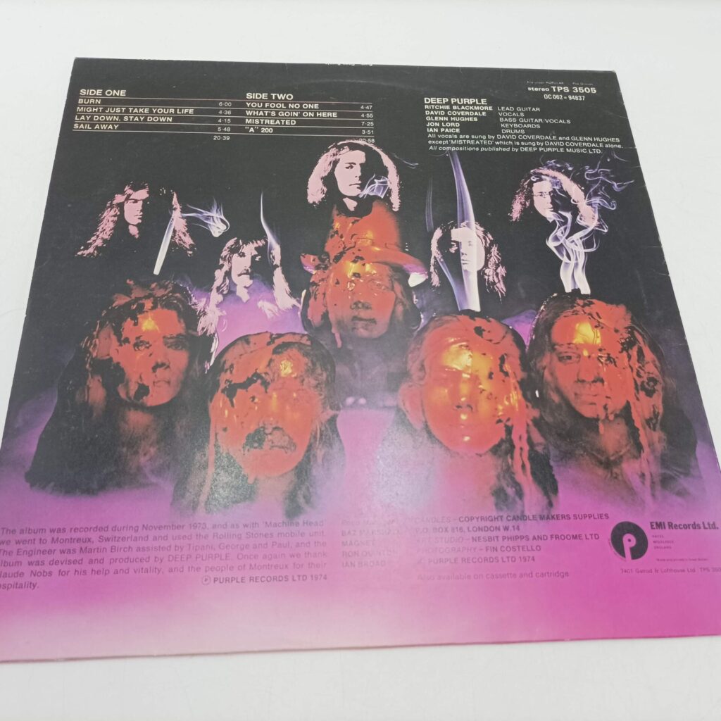 Burn – Deep Purple LP (1974) 12″ Record [G+] EMI TPS 3505 | UK 1st A1U ...