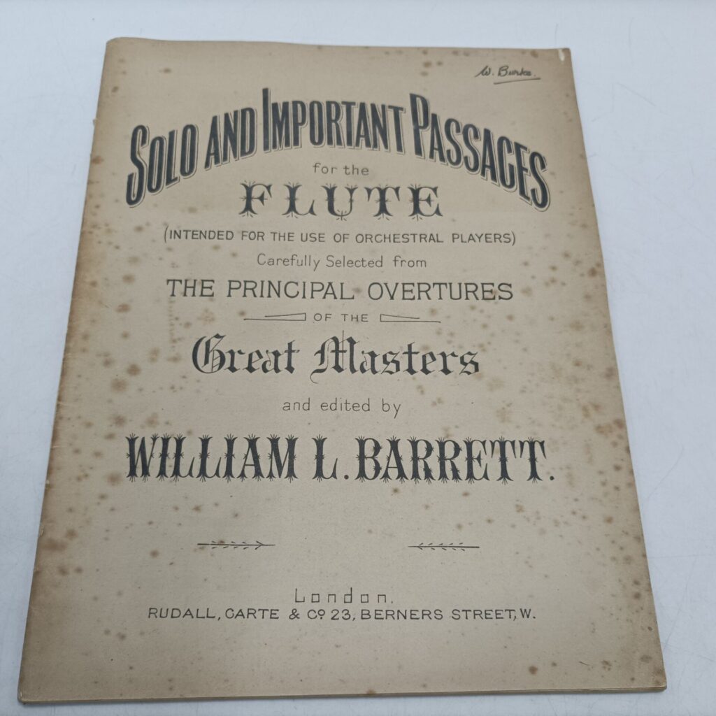 Solo and Important Passages for the Flute (Ed. William L. Barrett) Rudall, Carte & Co. Music | Image 1