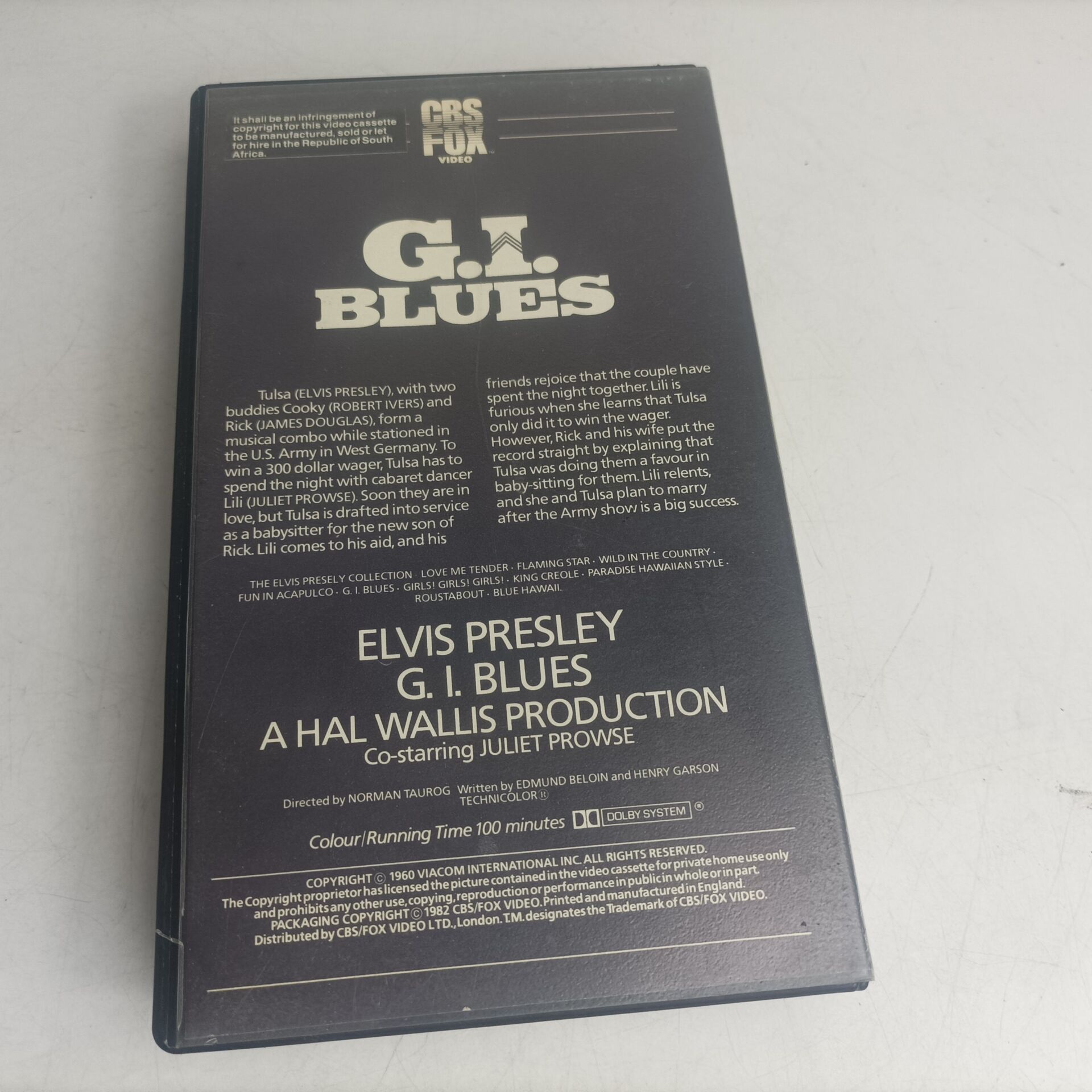 Elvis Presley: G.I. Blues (1982 ) Pre Certificate VHS Video Cassette ...